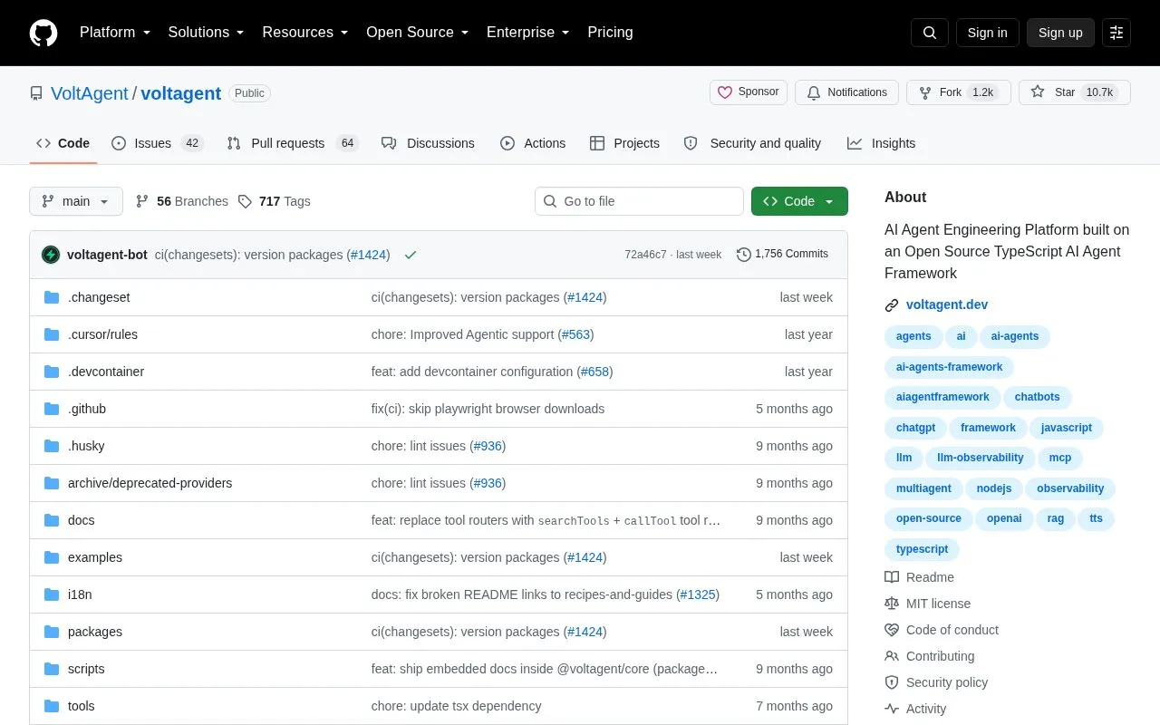 VoltAgent homepage screenshot