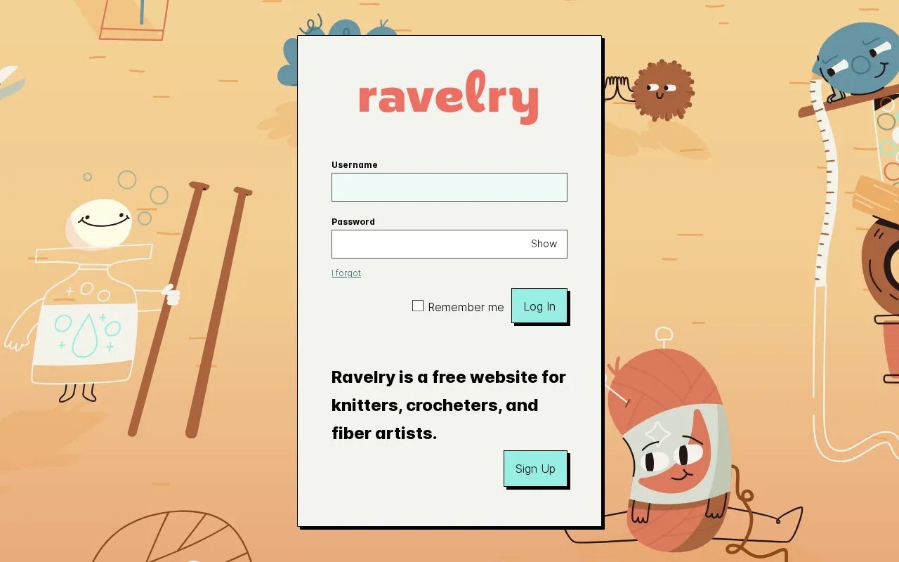 Ravelry homepage screenshot