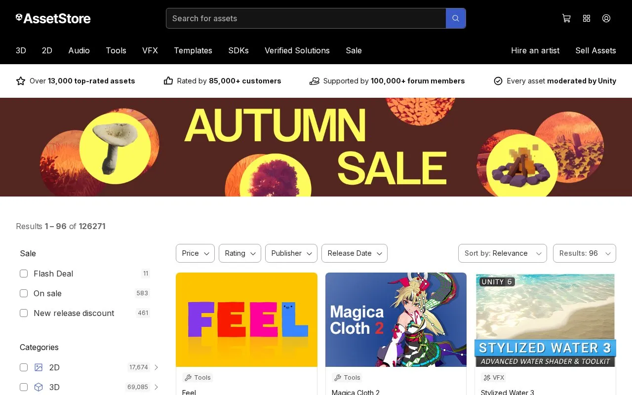 AssetStore homepage screenshot