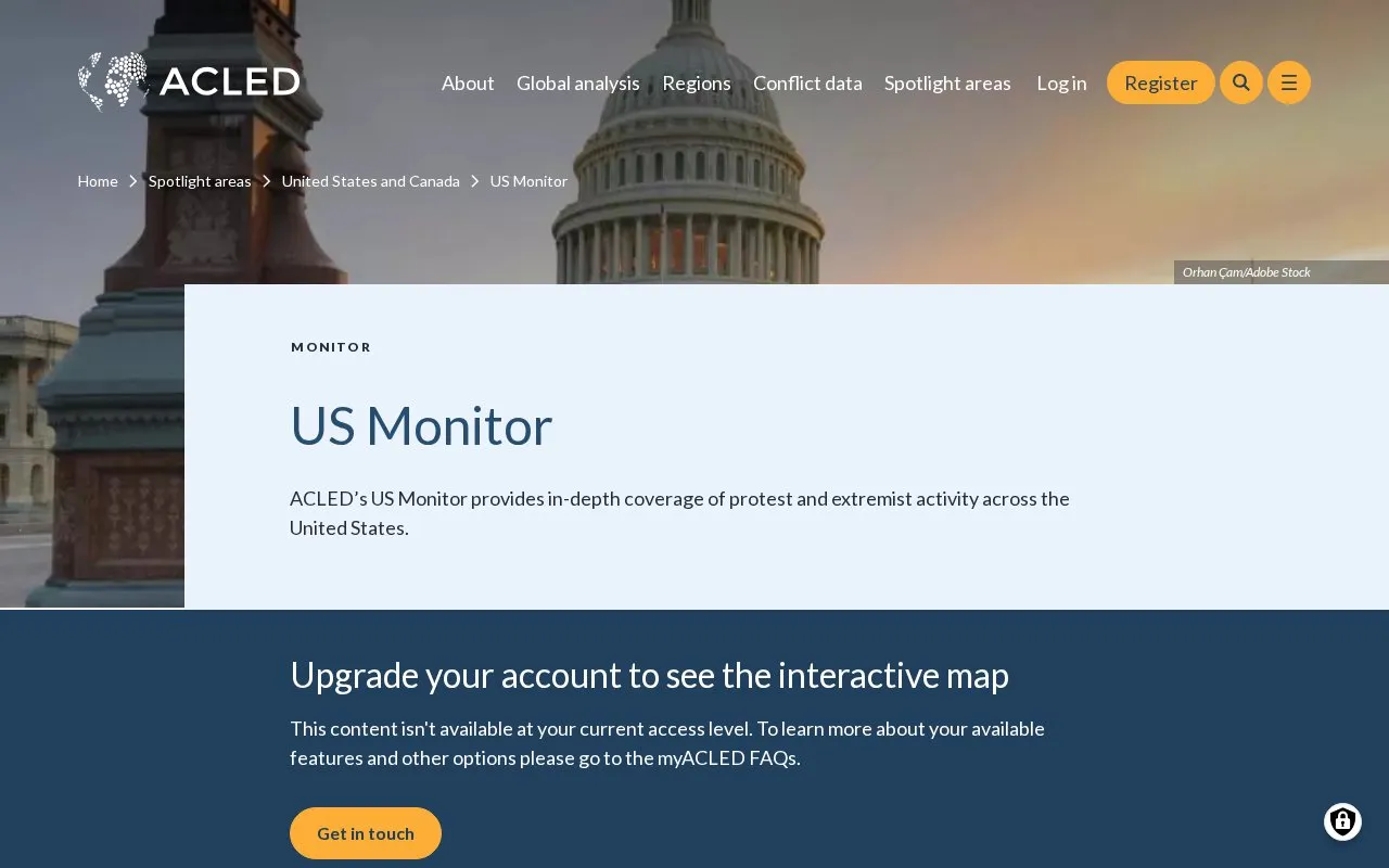 US Crisis Monitor homepage screenshot