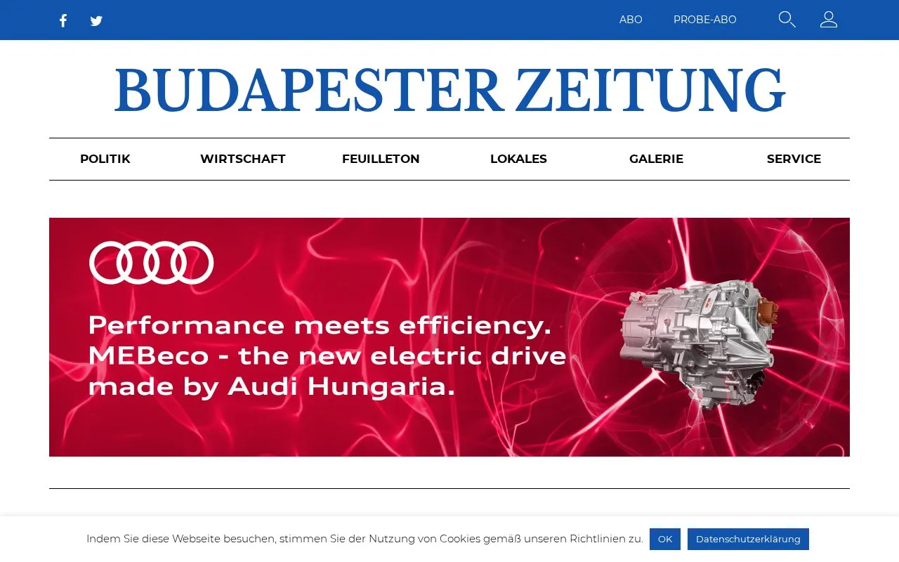 Budapester Zeitung homepage screenshot