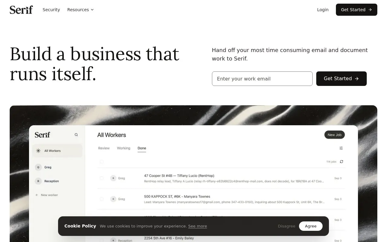 Serif homepage screenshot