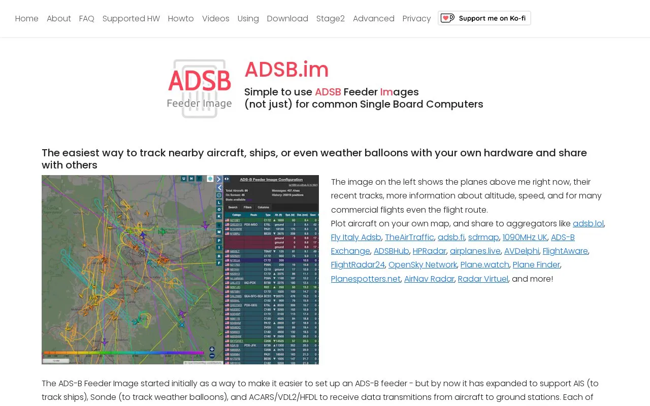 ADSB.im homepage screenshot