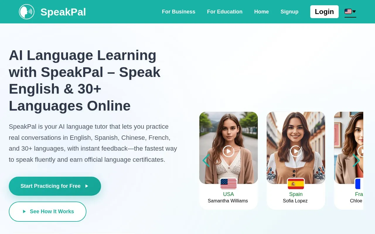 SPEAKPAL homepage screenshot