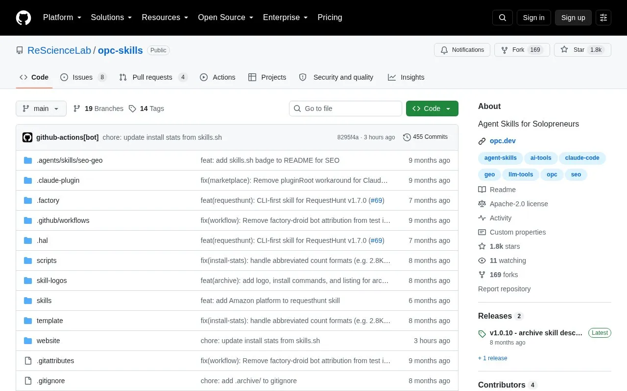 opc-skills homepage screenshot
