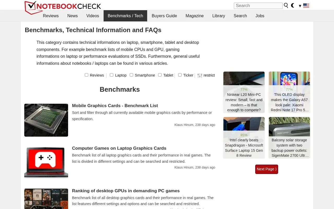 NoteBenchcheck homepage screenshot