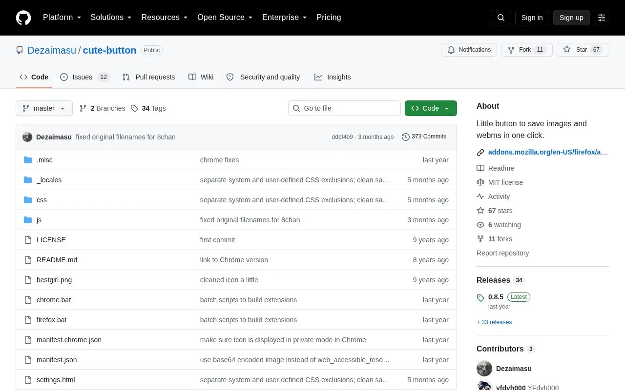 Cute Save Button homepage screenshot