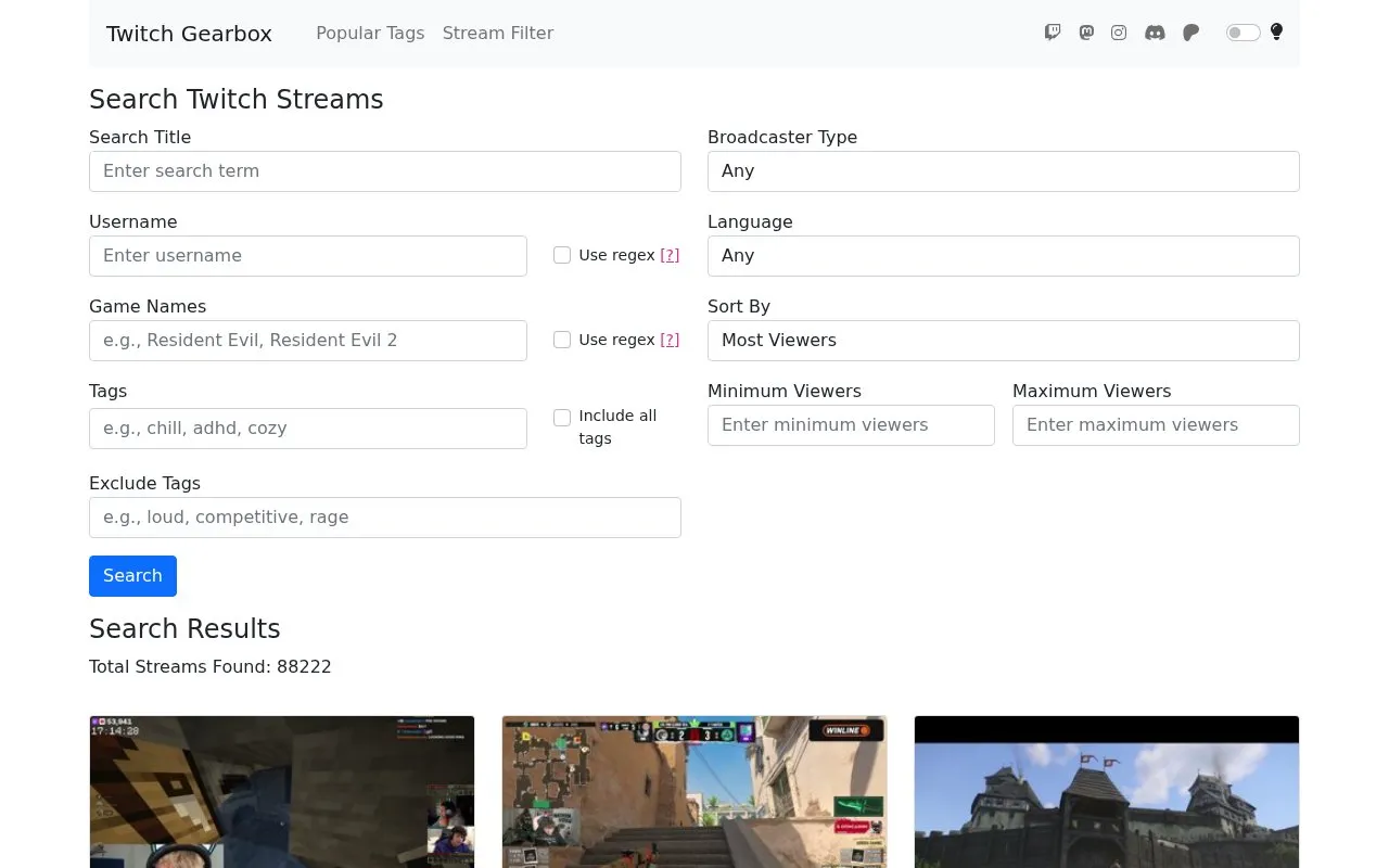 Twitch Gearbox homepage screenshot