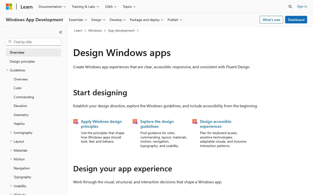 Windows homepage screenshot