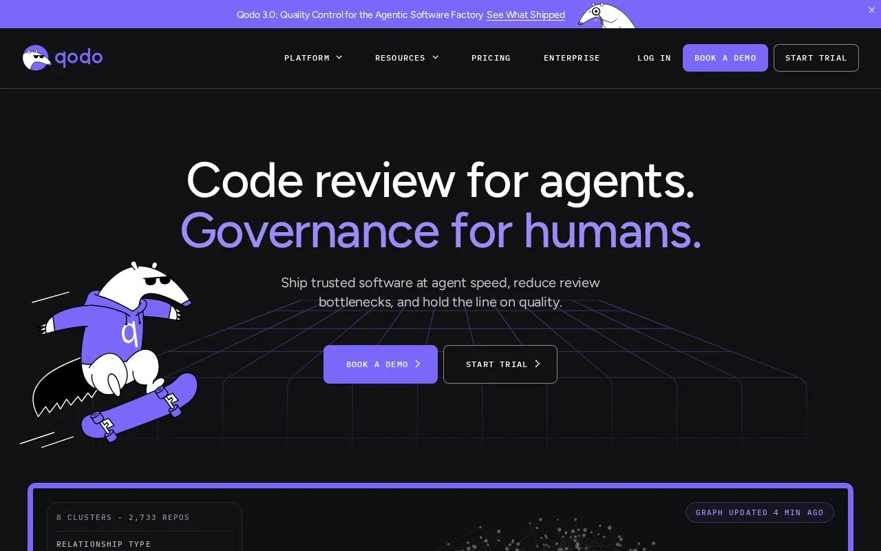 Qodo homepage screenshot