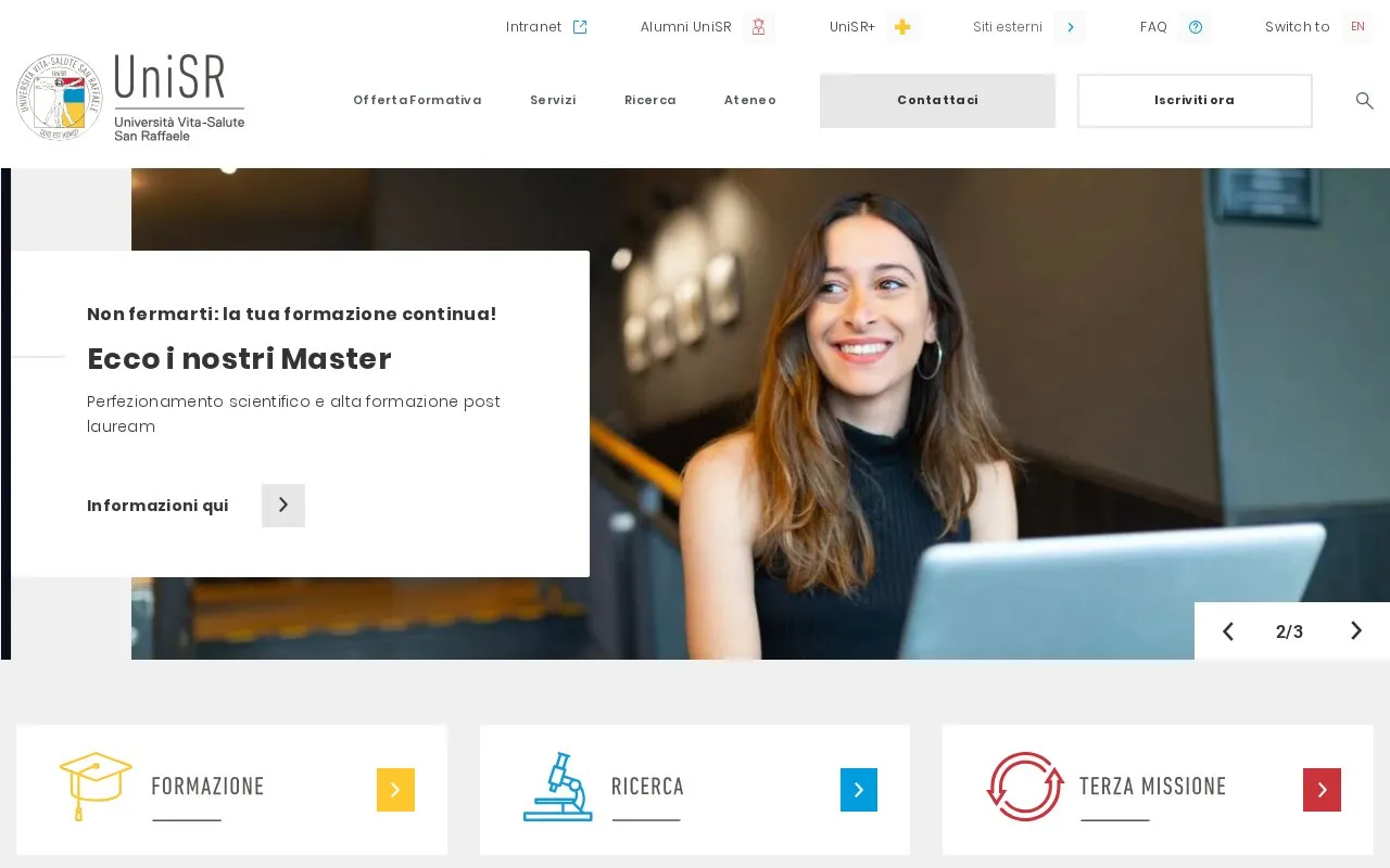 Universita Vita-Salute San Raffaele homepage screenshot