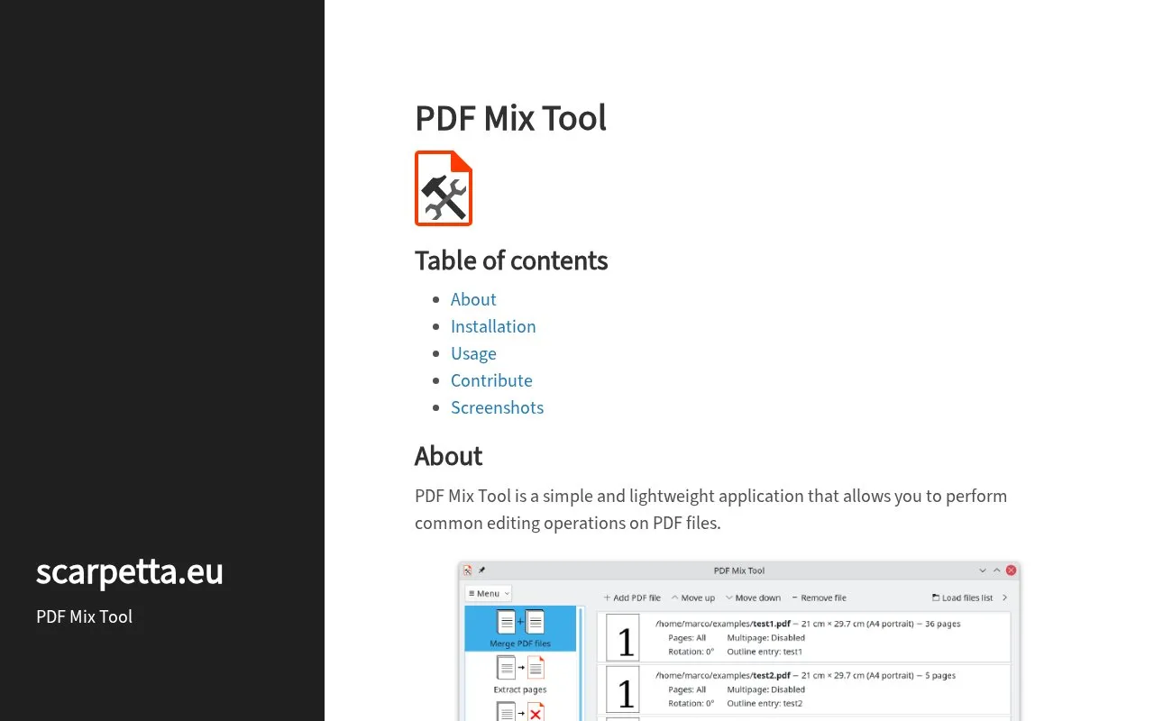 PDF Mix homepage screenshot