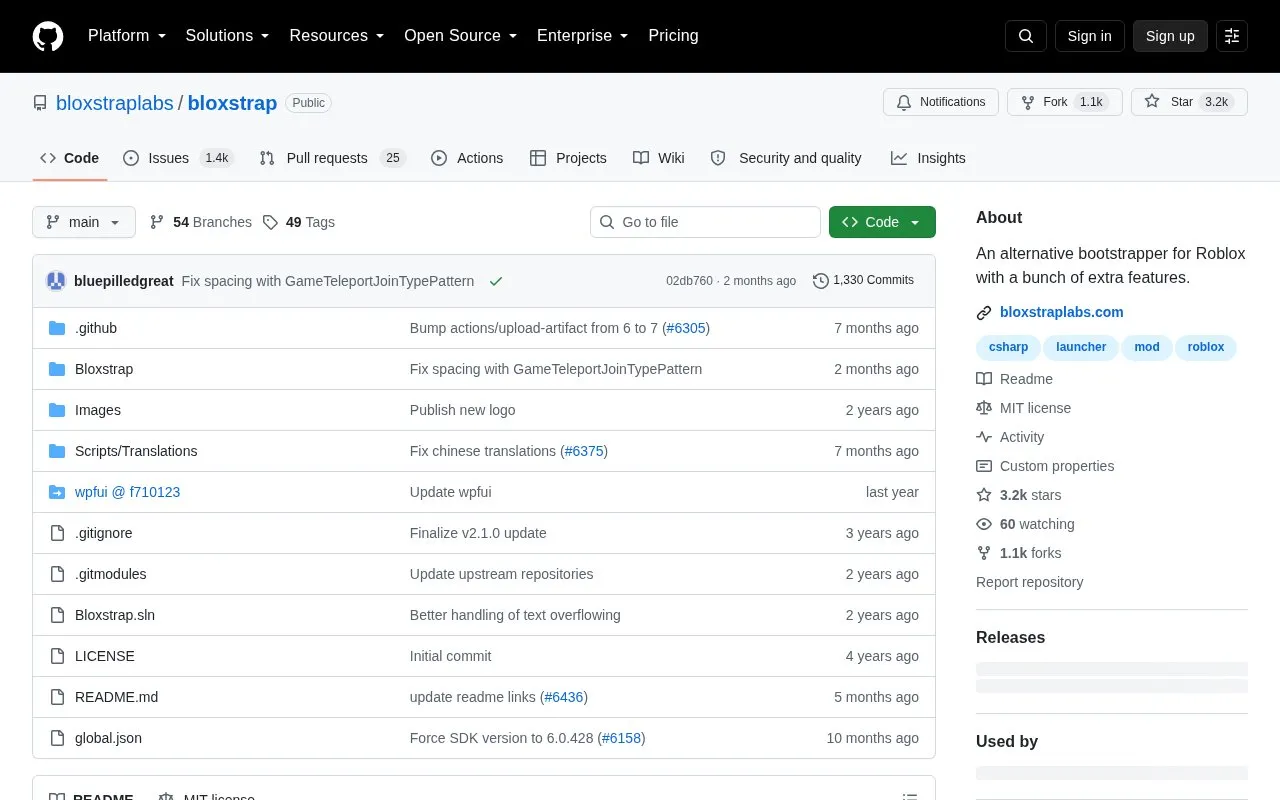 Bloxstrap homepage screenshot