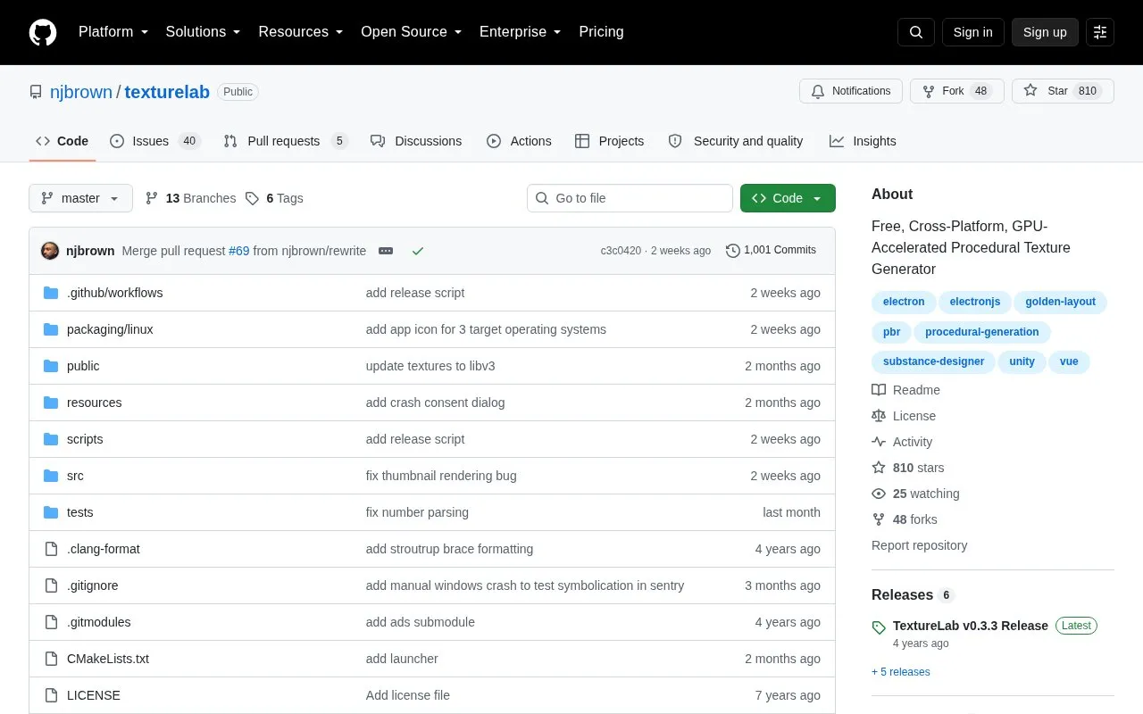 Texturelab homepage screenshot