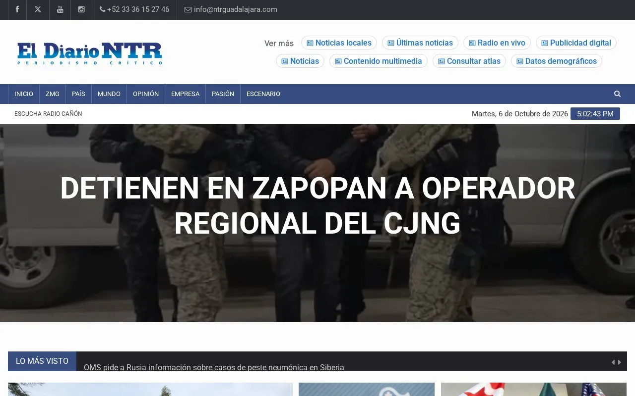 El Diario NTR Guadalajara homepage screenshot
