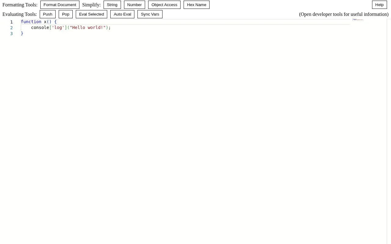 Deobfuscator homepage screenshot