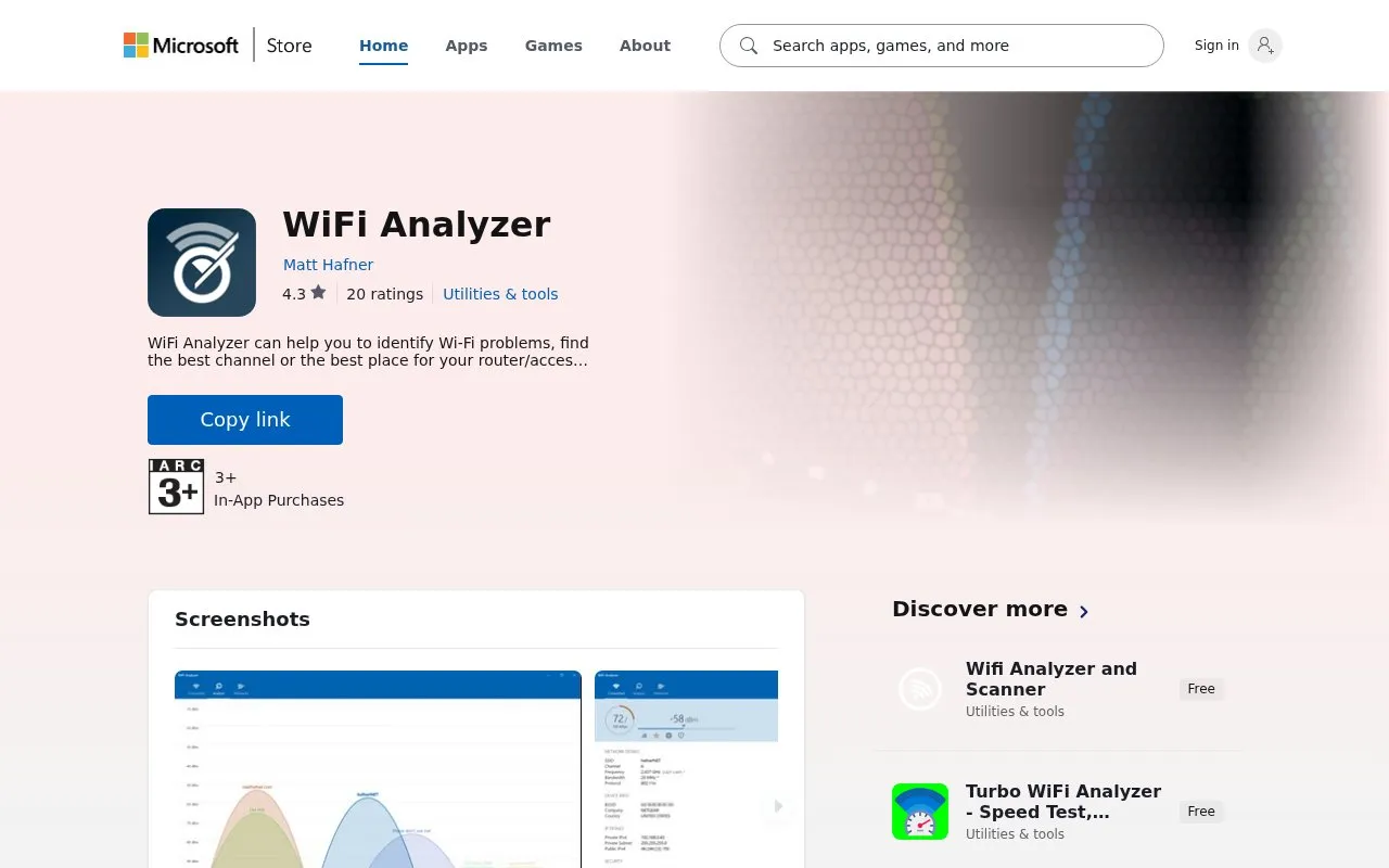 WiFi Analyzer homepage screenshot