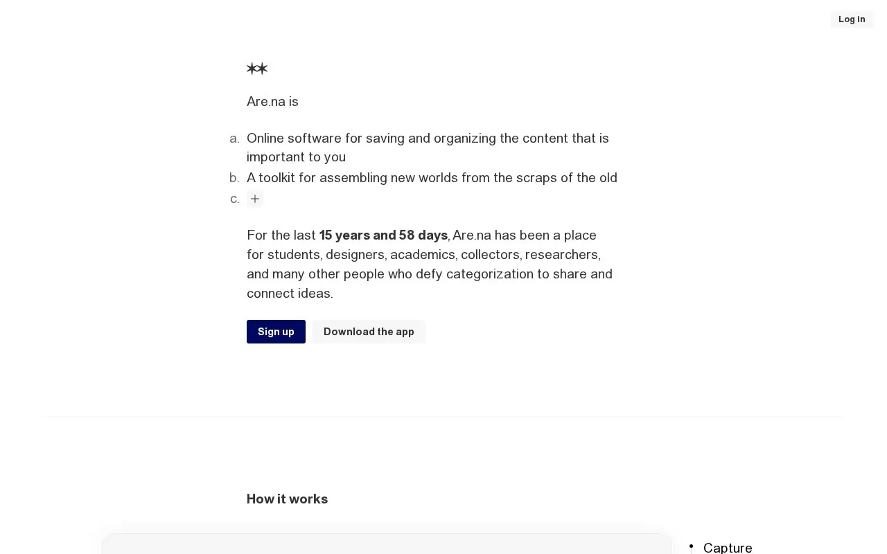 Are.na homepage screenshot