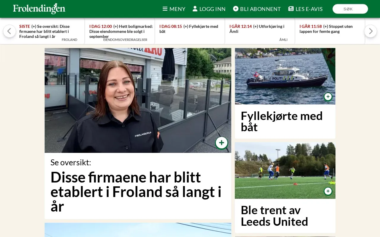 Frolendingen homepage screenshot