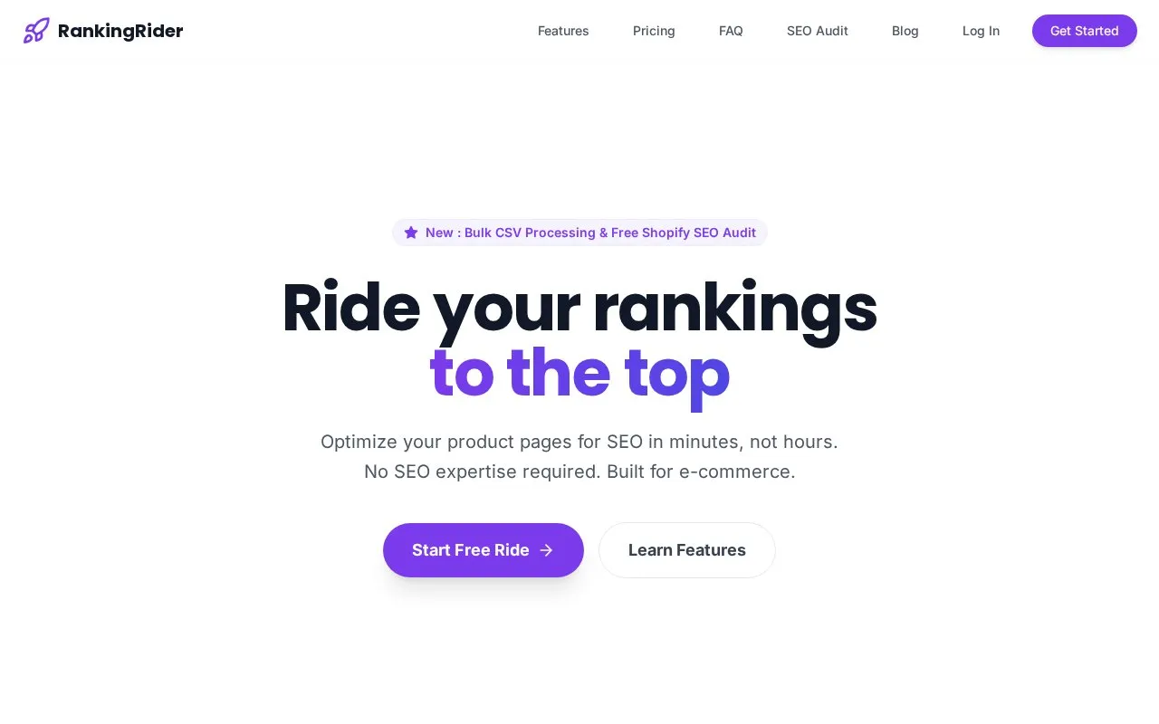 RankingRider homepage screenshot