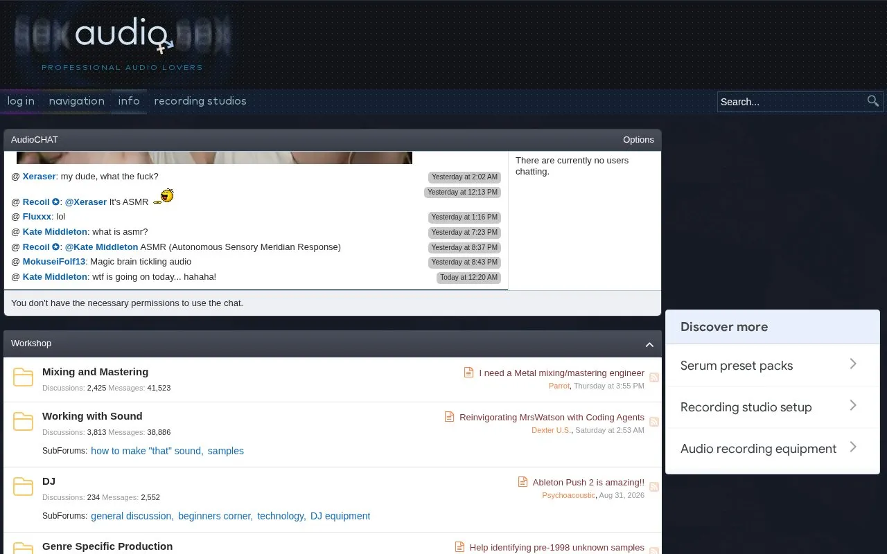 AudioSEX homepage screenshot