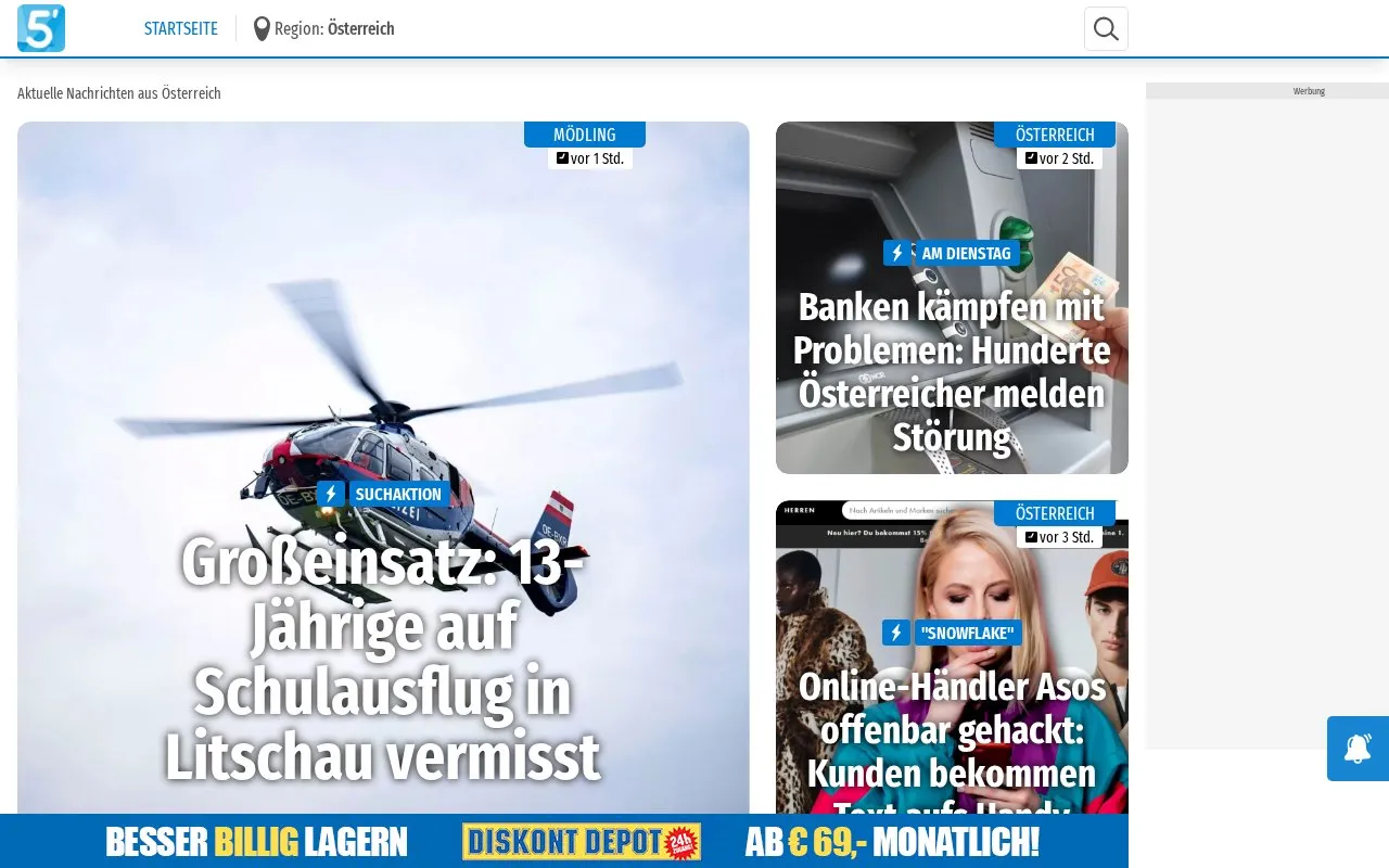 5 Minuten homepage screenshot