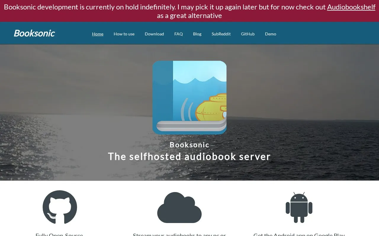 BookSonic homepage screenshot