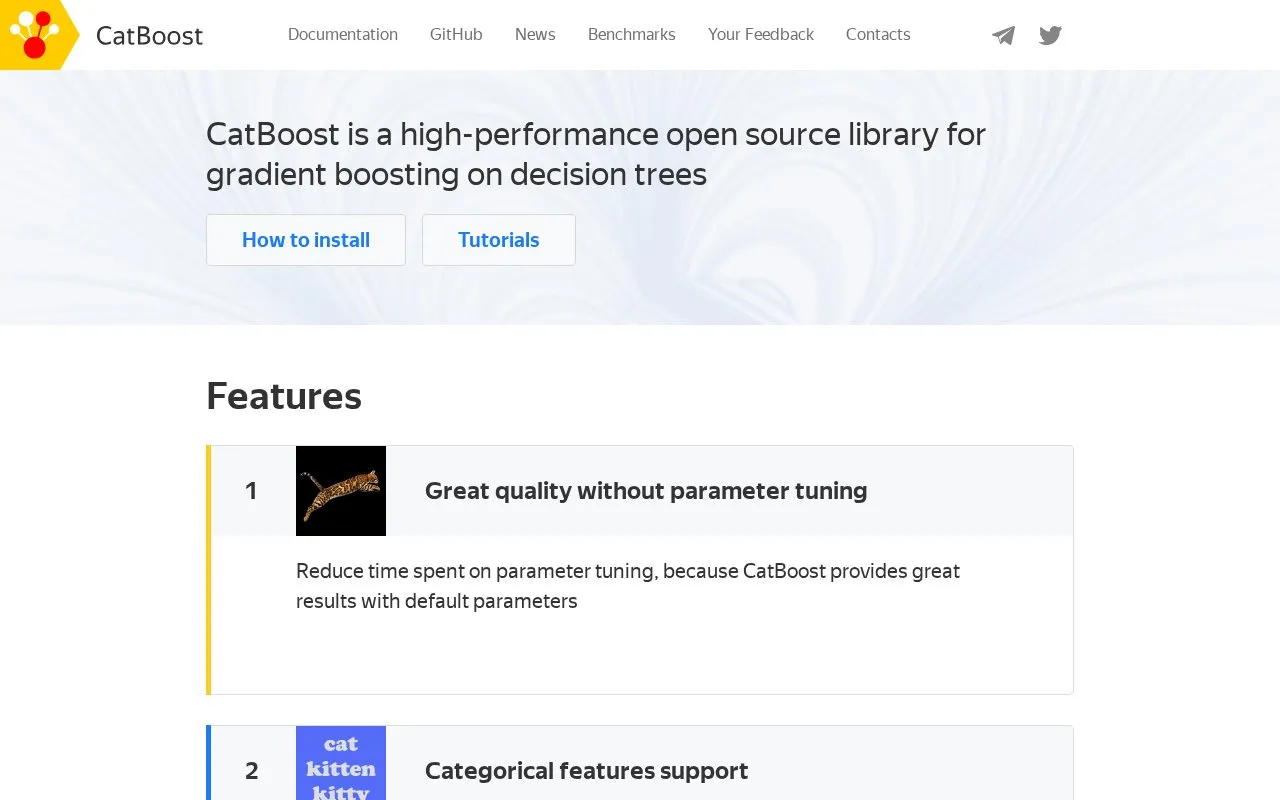 CatBoost homepage screenshot