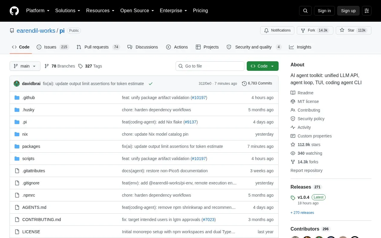Pi homepage screenshot