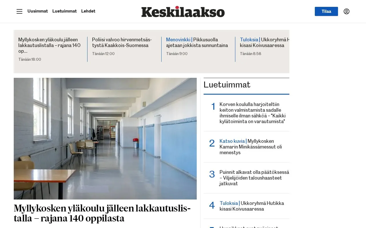 Keskilaakso homepage screenshot