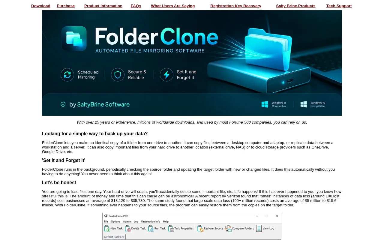 FolderClone homepage screenshot