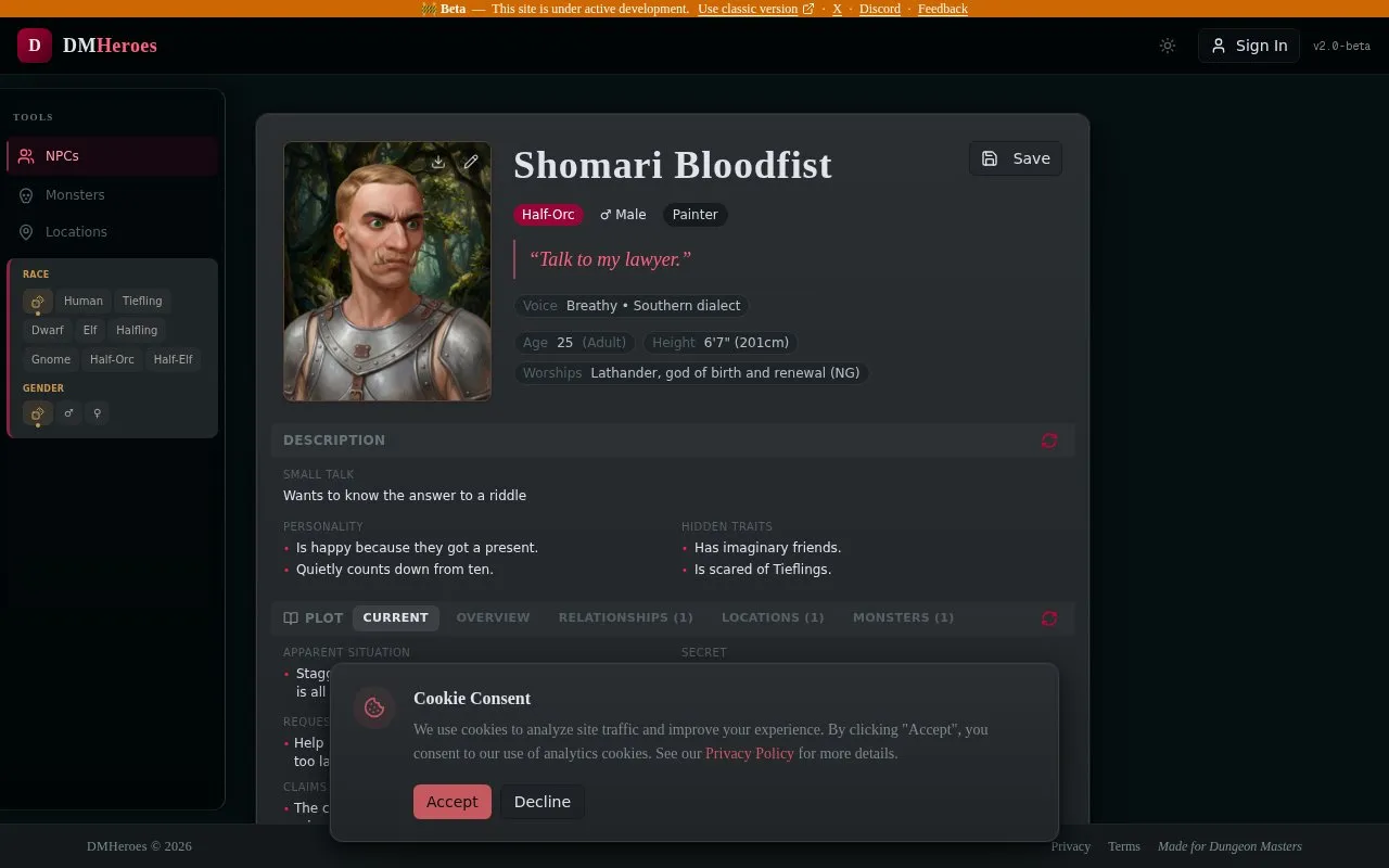 DMHeroes homepage screenshot