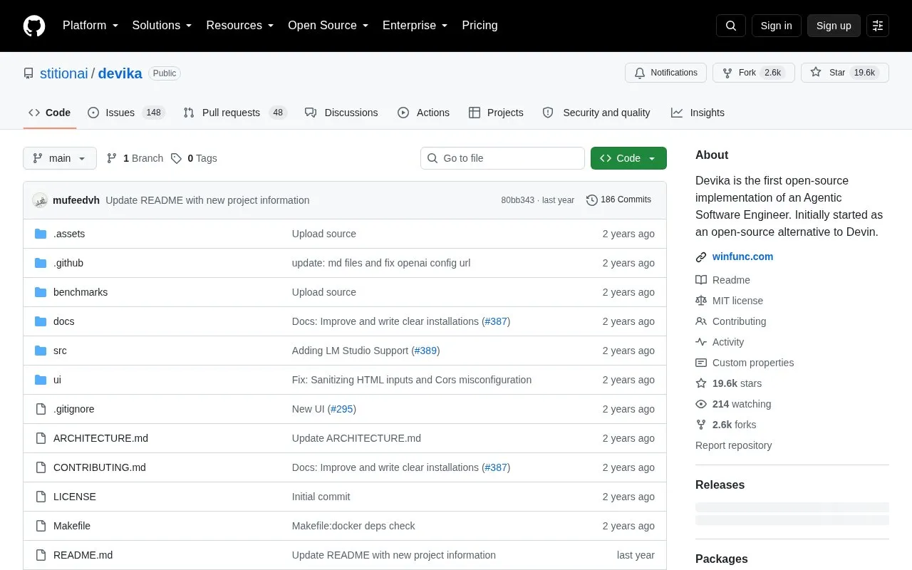 Davika homepage screenshot