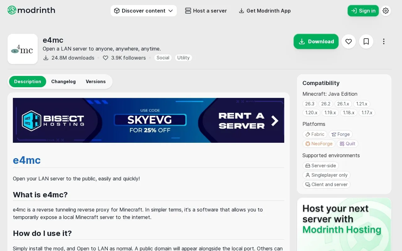 e4mc homepage screenshot