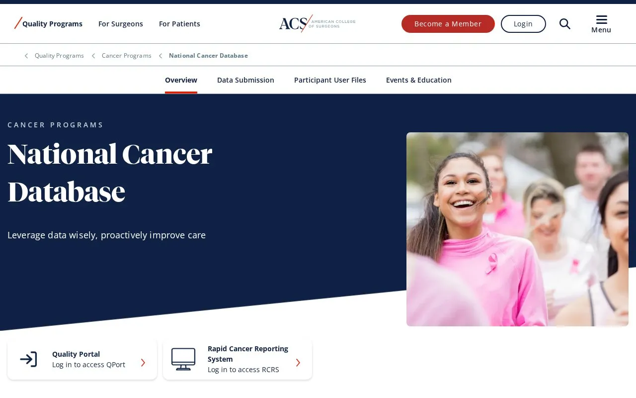 National Cancer Data Base homepage screenshot