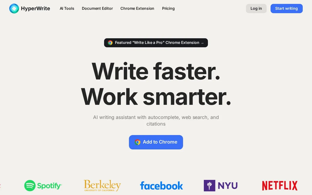 HyperWrite homepage screenshot