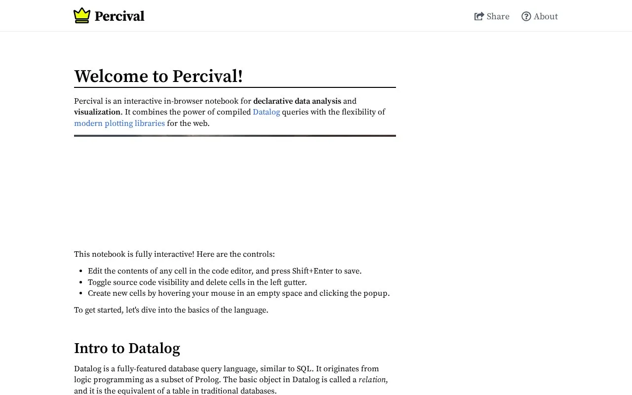 Percival homepage screenshot