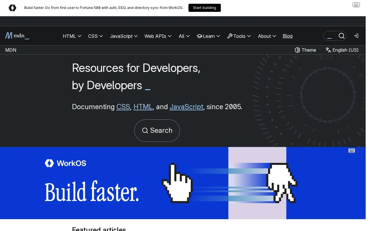 MDN homepage screenshot