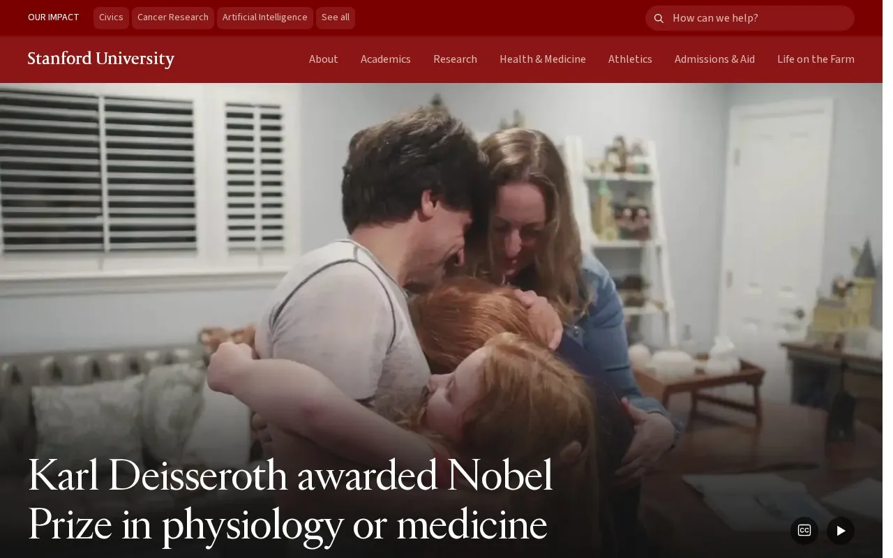 Stanford University homepage screenshot