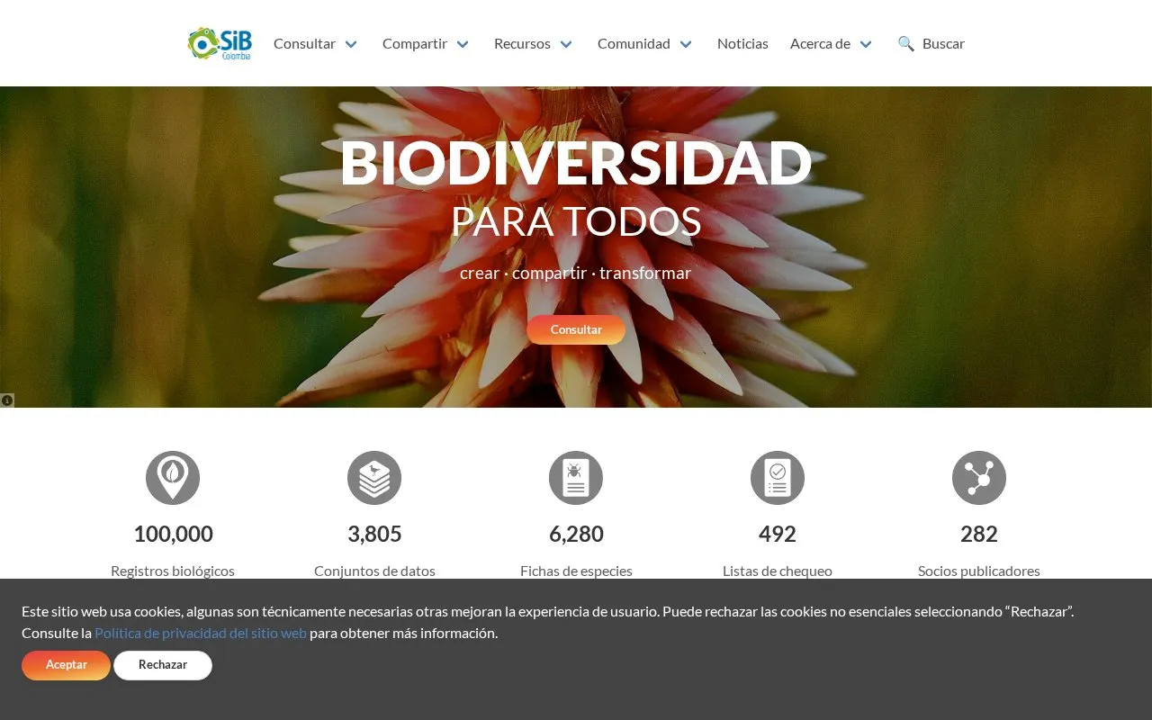 SiB Colombia Portal de Datos homepage screenshot