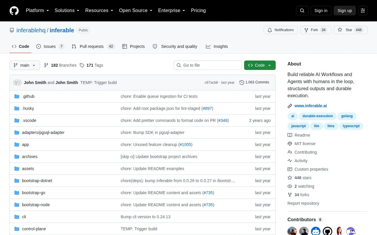 Inferable homepage screenshot