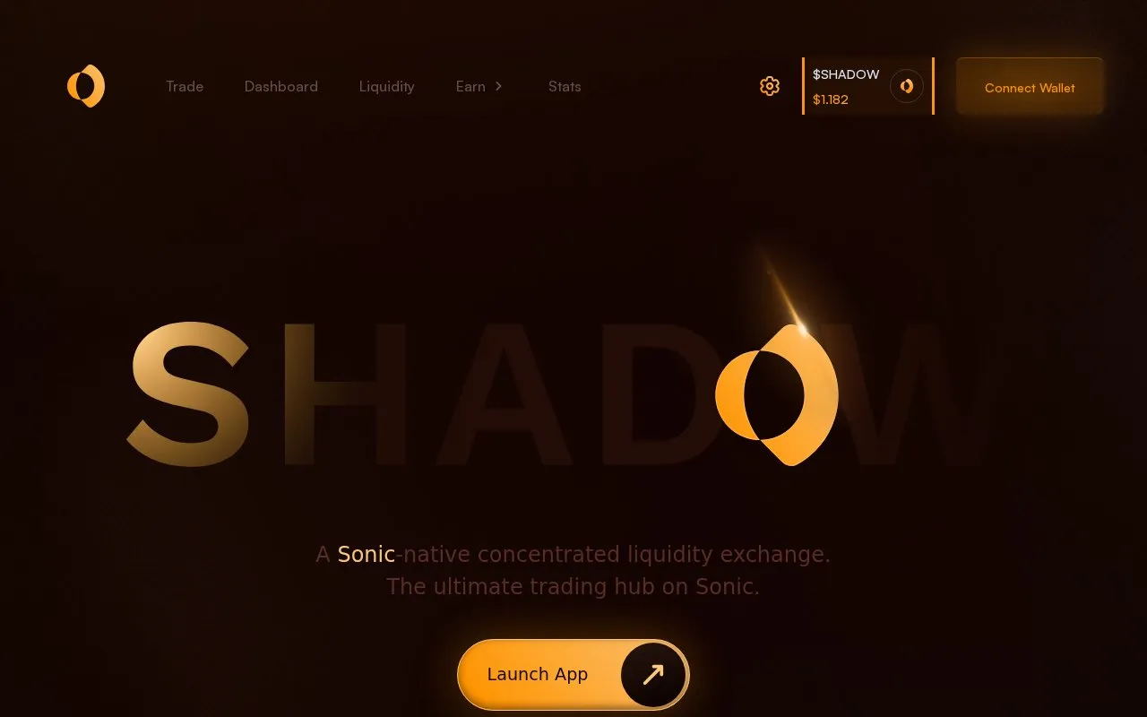 Shadow Exchange CLMM homepage screenshot