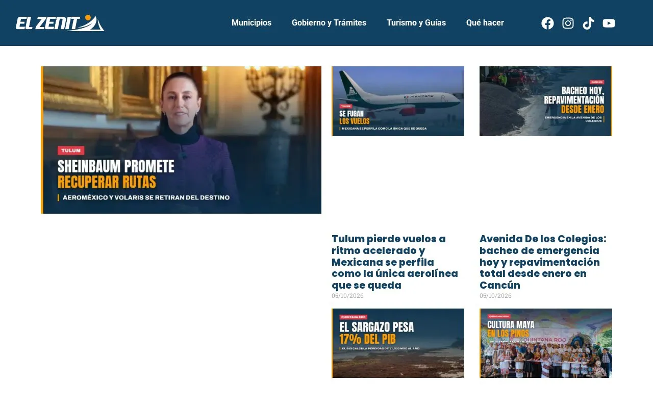 El Zenit homepage screenshot