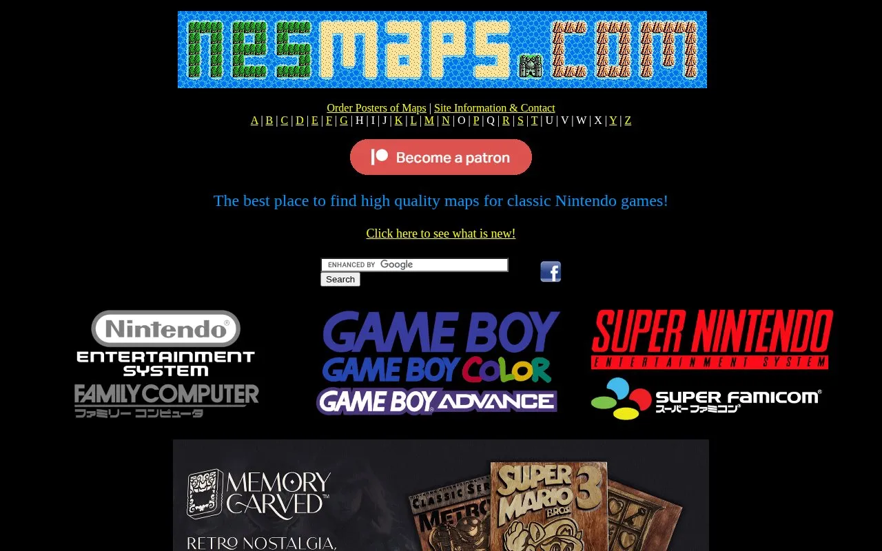 NES Maps homepage screenshot