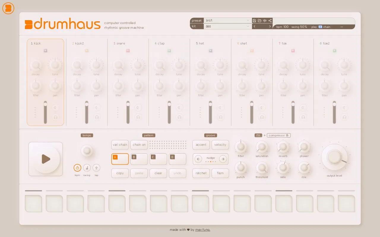 Drumhaus homepage screenshot