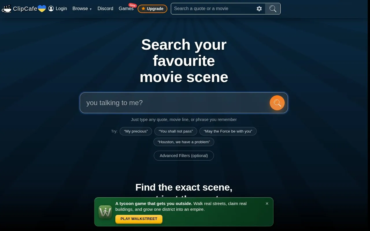 Clip.Cafe homepage screenshot