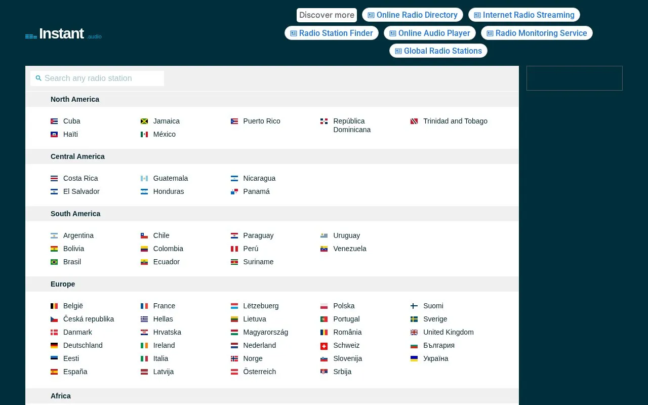 Instant.audio homepage screenshot