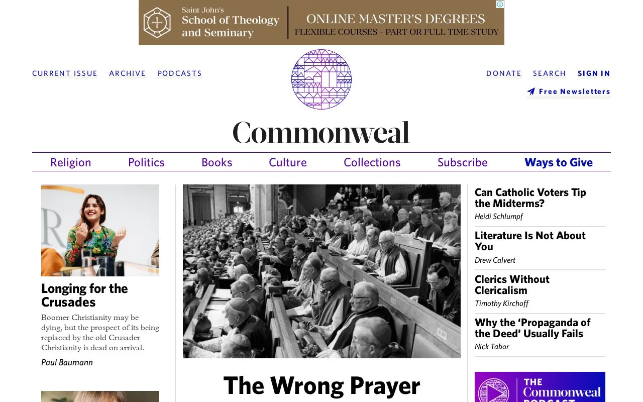 Commonweal homepage screenshot