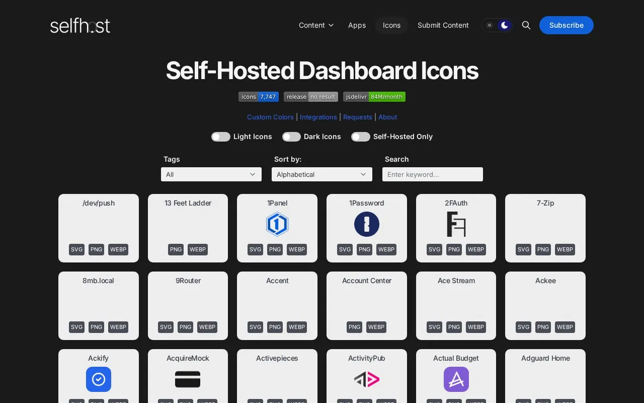 selfh.st homepage screenshot