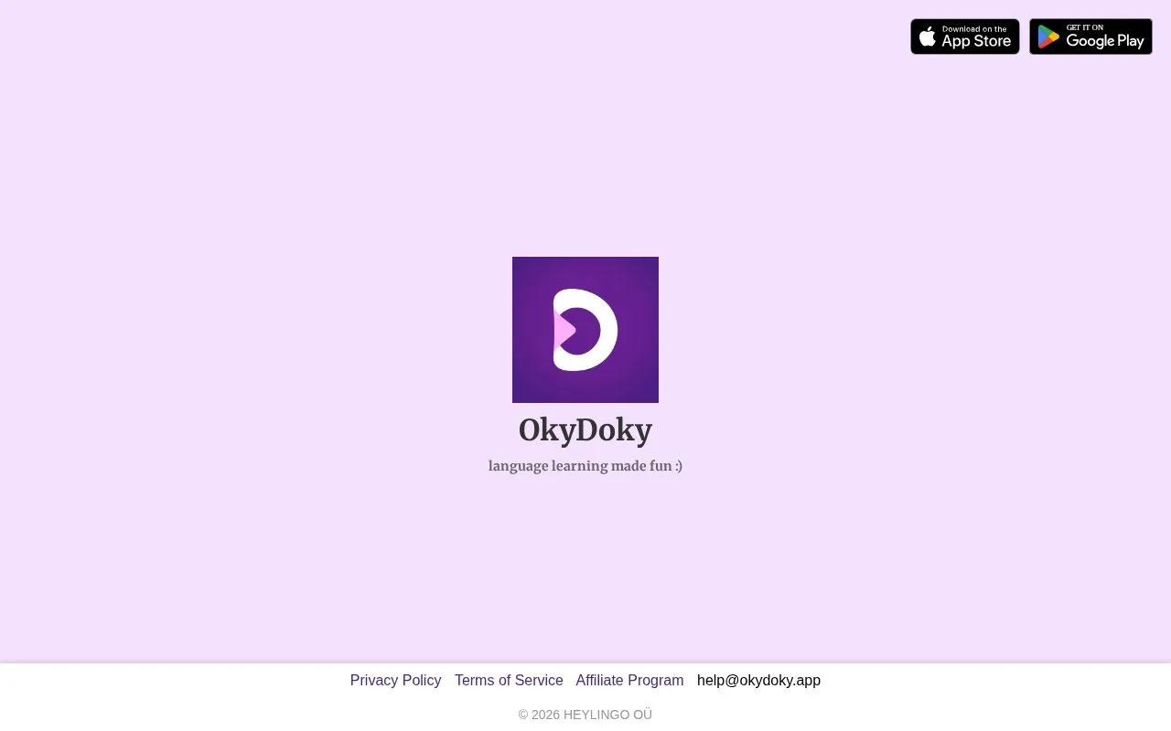 OkyDoky homepage screenshot